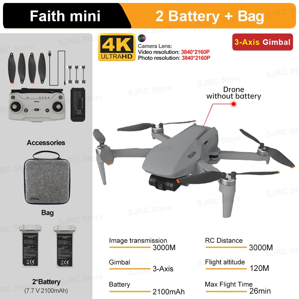C-FLY Faith Mini FPV Drone professionnel 4K HD 1080P caméra Dron 3 axes cardan 5G WIFI GPS pliable Drones 240g RC quadrirotor