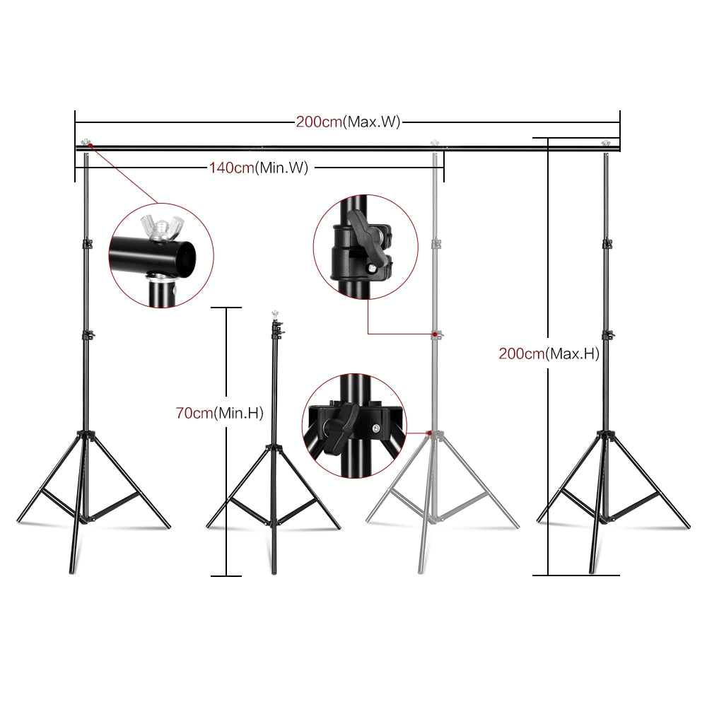 Support de cadre de fond de photographie, boîte à lumière, kit d'éclairage, équipement de studio photo, accessoires avec 3 arrière-plans et trépied