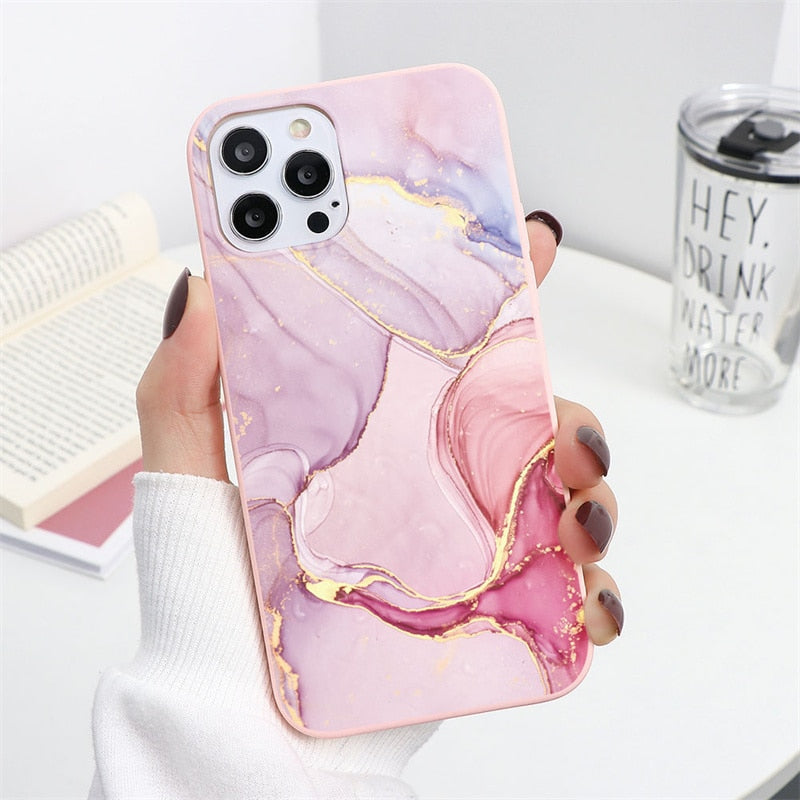 Marble Case For iPhone 13 11 12 14 Pro XS Max Mini XR X 10 Soft Silicone Cover For iPhone 6 6s 7 8 Plus SE 2022 2020 Fundas Etui