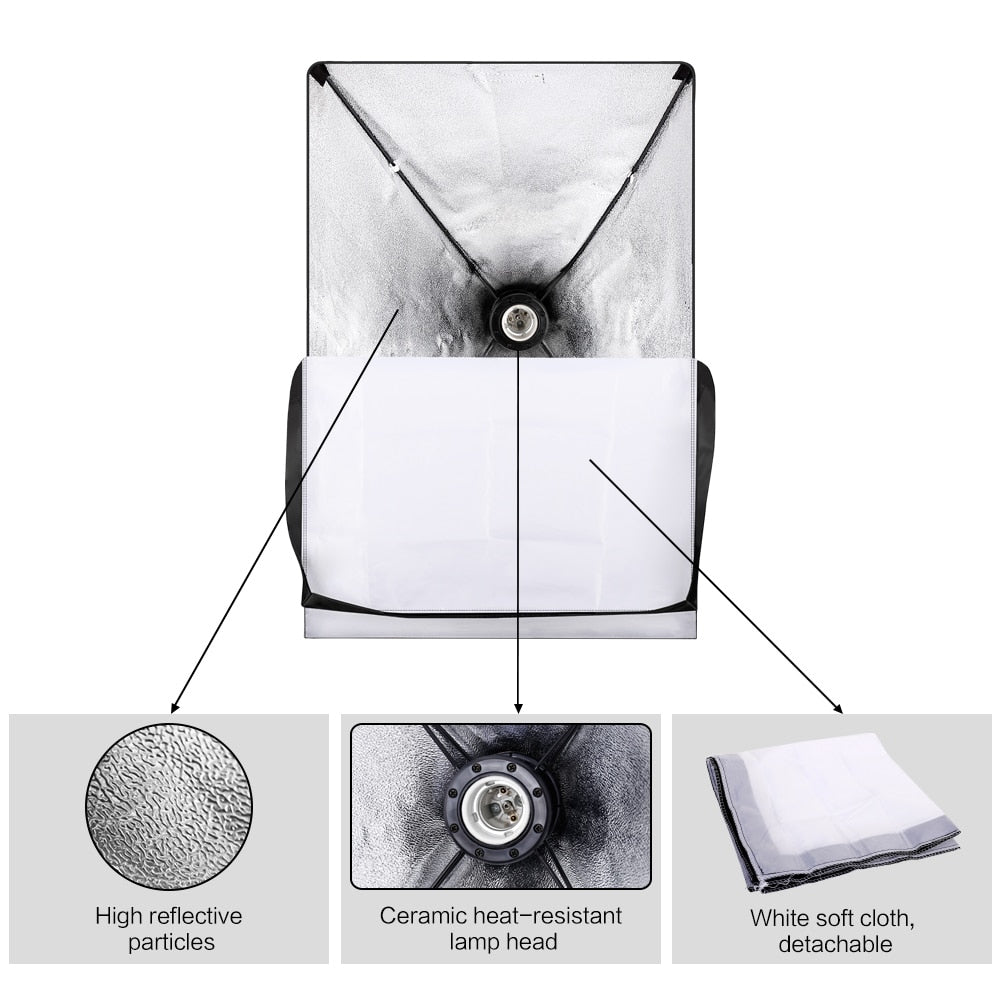 SH Photo Studio Lighting Kit 2x3M Background Support System With Backdrop Photography LED Light Softbox Umbrella Tripod Stand