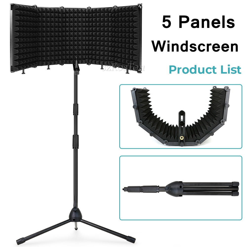 Microphone pliable avec filtre anti-pop, trépied de sol, condensateur, kits de pare-vent, bouclier d'isolation pour micro bm800, pare-brise