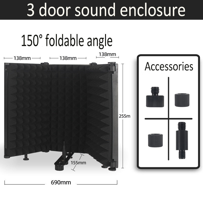 Bouclier d'isolation de microphone portable, bouclier insonorisant pour micro, mousse insonorisante, filtre de réflexion, audio statique