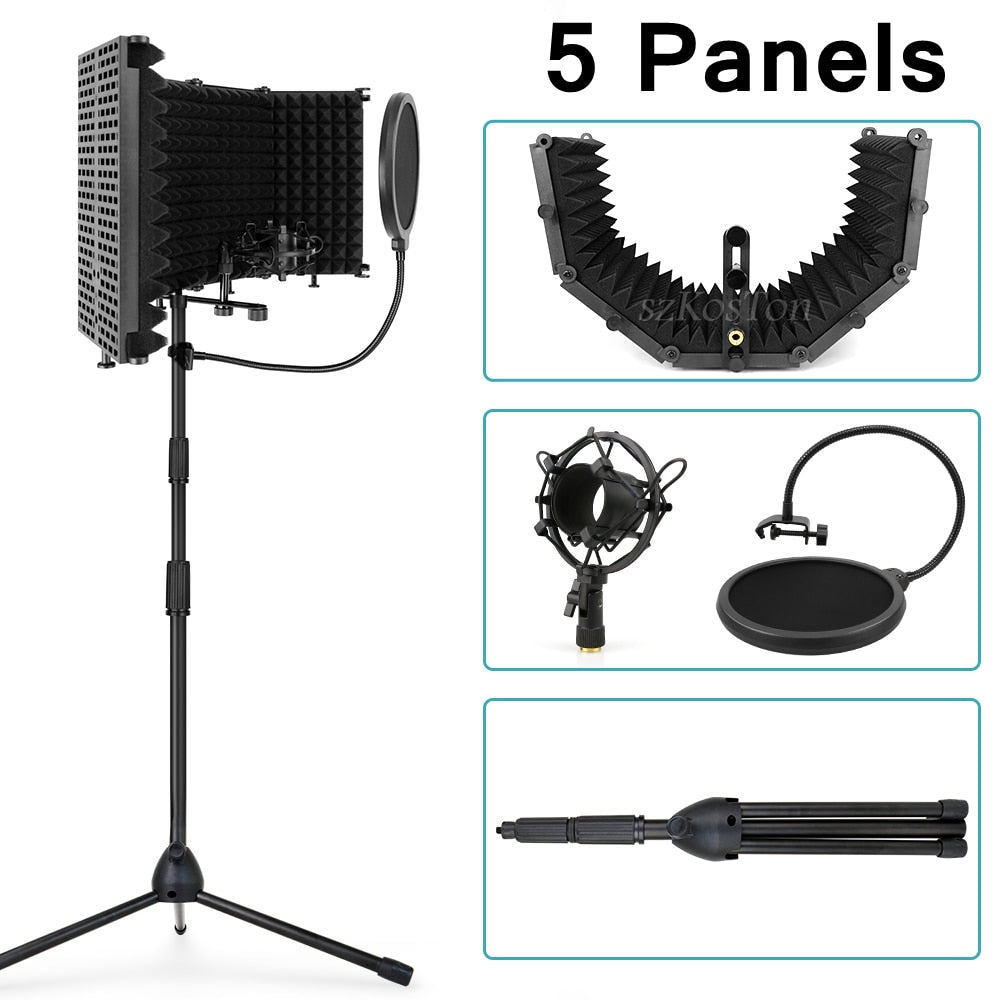 Microphone pliable avec filtre anti-pop, trépied de sol, condensateur, kits de pare-vent, bouclier d'isolation pour micro bm800, pare-brise