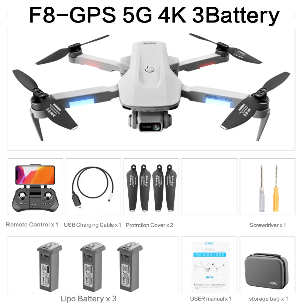 4DRC F8 GPS Drone 5G HD 4K Caméra Professionnelle 2000m Transmission D'image Moteur Brushless Pliable Quadcopter RC Drone Cadeau