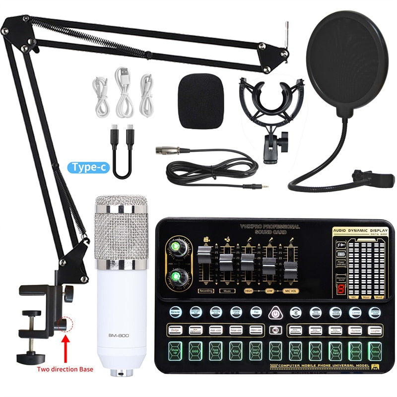 BM 800 ensemble de microphones à condensateur Microphone de Studio professionnel carte son en direct sans fil réglable micro Suspension bras de ciseaux