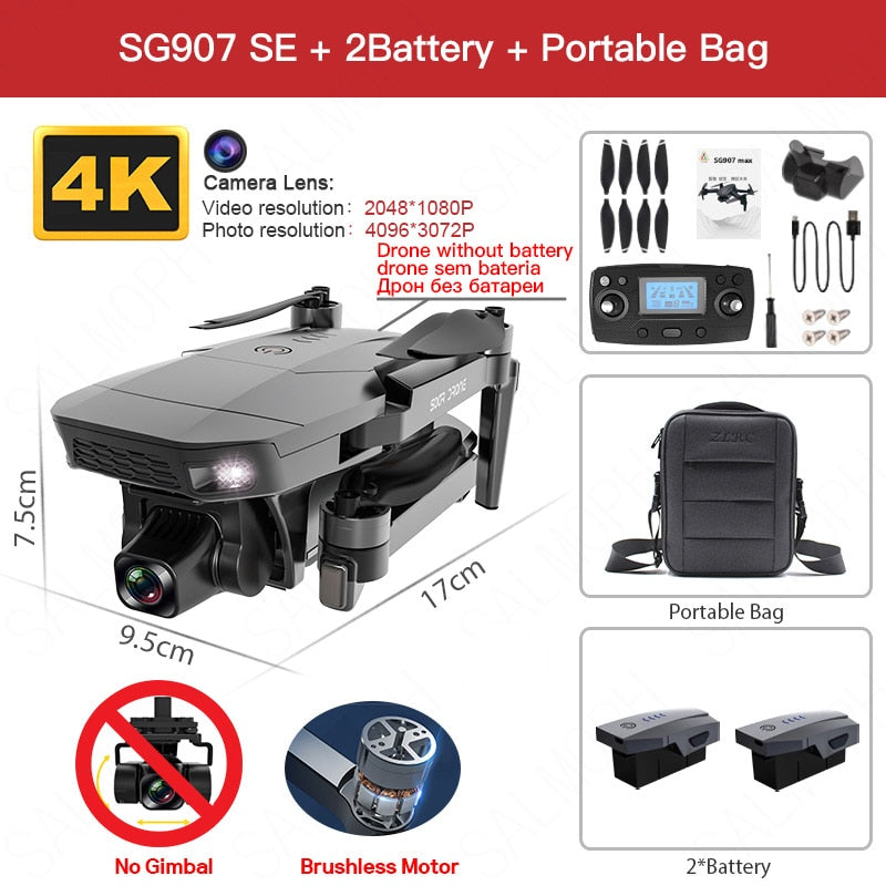 SG907 MAX / SG907SE Drone 4k Profesional Dron avec caméra Cardan 3 axes Brushless 5G Wif GPS Flux optique RC Quadcopter vs SG906