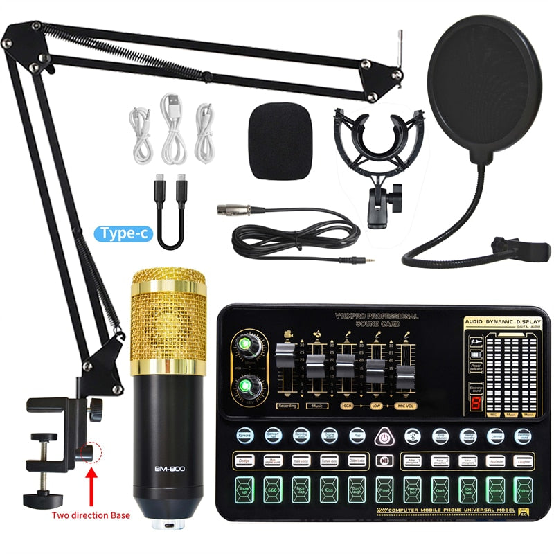 BM 800 ensemble de microphones à condensateur Microphone de Studio professionnel carte son en direct sans fil réglable micro Suspension bras de ciseaux