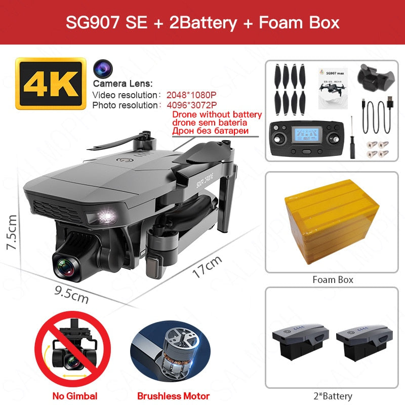 SG907 MAX / SG907SE Drone 4k Profesional Dron avec caméra Cardan 3 axes Brushless 5G Wif GPS Flux optique RC Quadcopter vs SG906