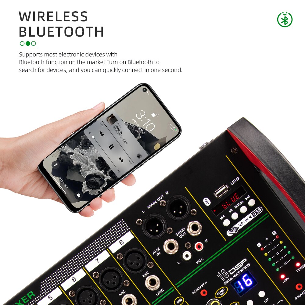 Mélangeur 4/8 canaux DSP effet de réverbération professionnel Bluetooth USB mélangeur audio équilibre famille karaoké scène performance KTV