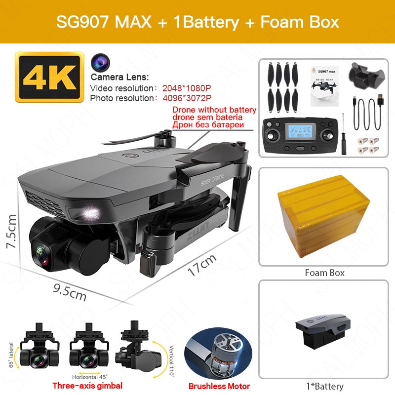 SG907 MAX / SG907SE Drone 4k Profesional Dron avec caméra Cardan 3 axes Brushless 5G Wif GPS Flux optique RC Quadcopter vs SG906