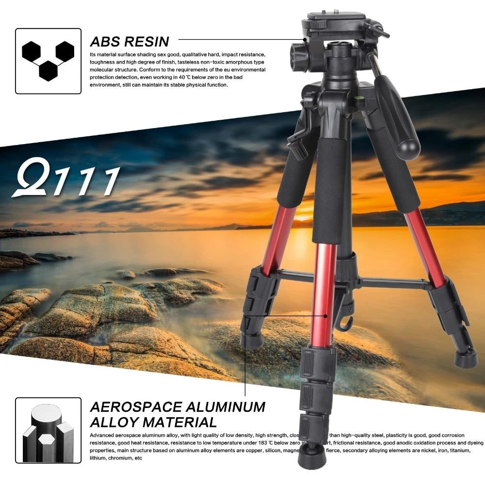 ZOMEI Q111 professionnel Portable voyage en aluminium caméra trépied et tête panoramique pour SLR DSLR appareil photo numérique trois couleurs