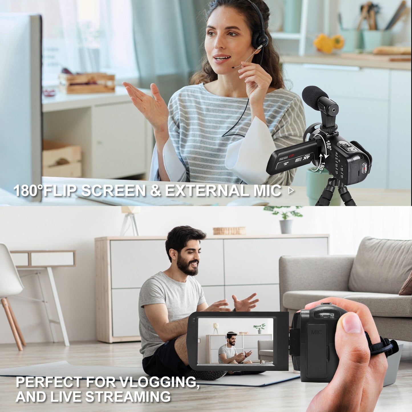 Caméra vidéo G-Anica 4K 60fps/48MP UHD enregistrement vidéo appareil photo numérique autofocus, caméra Zoom numérique 18X, écran 3 pouces