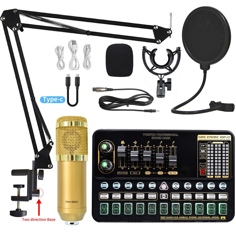 BM 800 ensemble de microphones à condensateur Microphone de Studio professionnel carte son en direct sans fil réglable micro Suspension bras de ciseaux