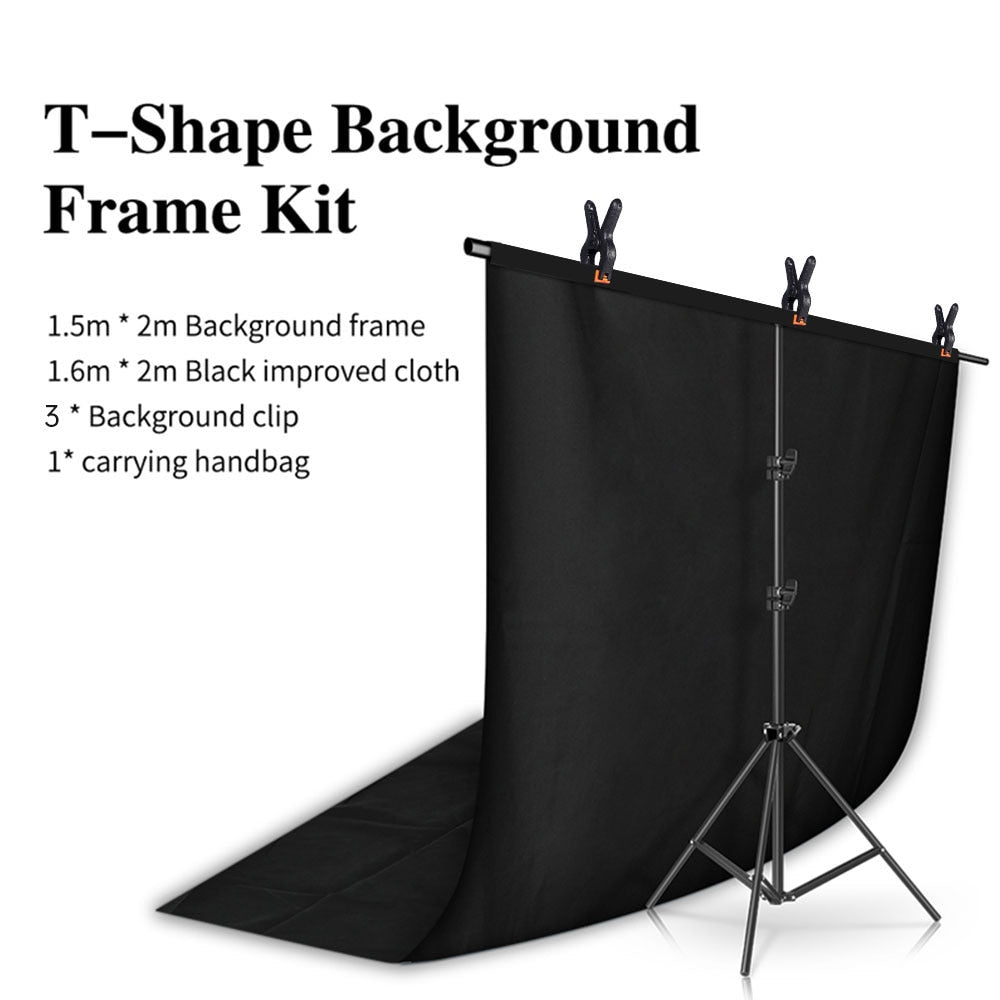 Kit de support de toile de fond en forme de T SH avec tissu de fond vidéo Chroma Key support de cadre d'écran vert pour les accessoires de Studio Photo de photographie