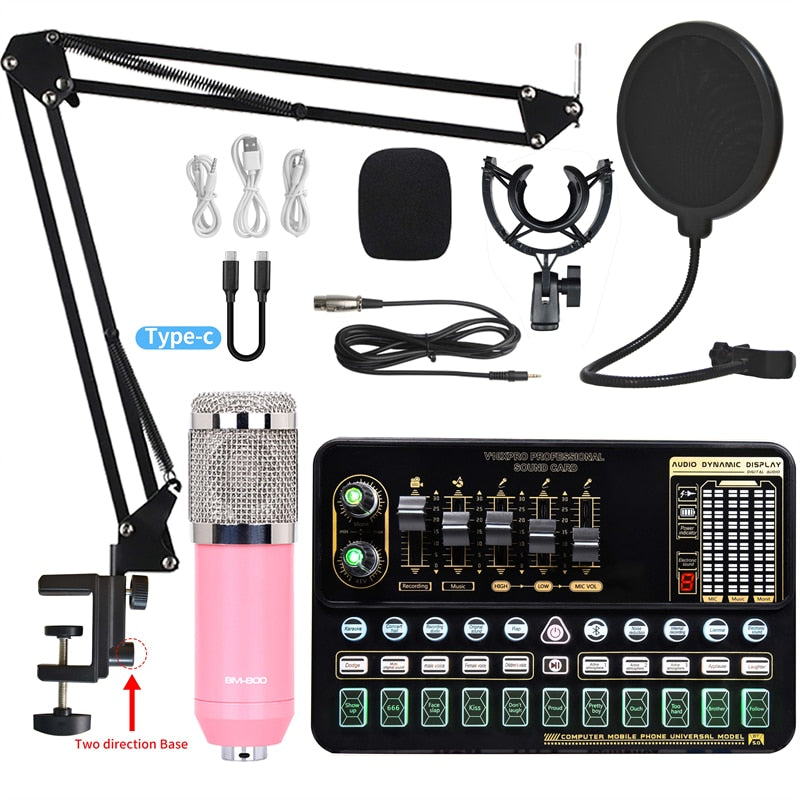 BM 800 ensemble de microphones à condensateur Microphone de Studio professionnel carte son en direct sans fil réglable micro Suspension bras de ciseaux