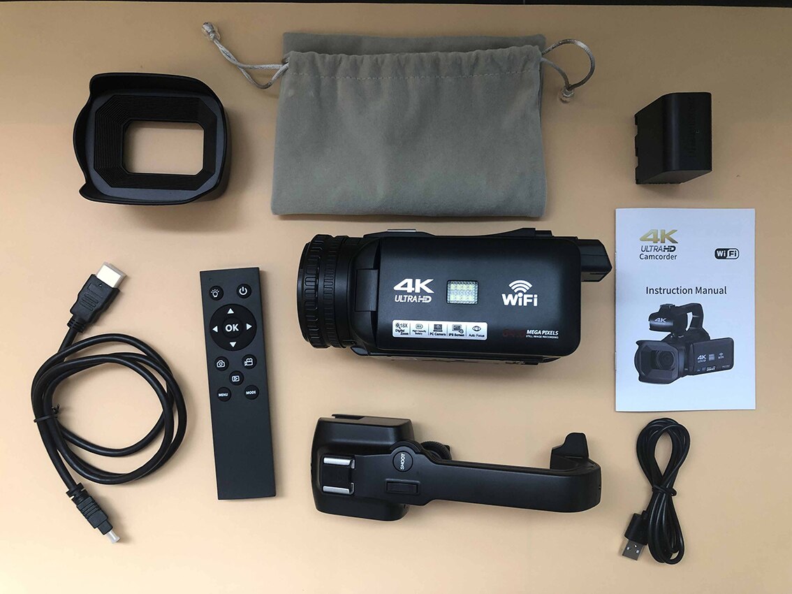 Caméscope vidéo professionnel 4K caméra de vlogging à mise au point automatique pour YouTube 64MP 60FPS WiFi Webcam 4 "écran tactile 18X Digita