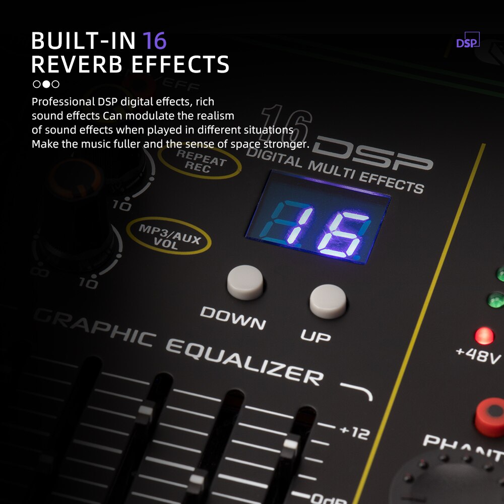 Mélangeur 4/8 canaux DSP effet de réverbération professionnel Bluetooth USB mélangeur audio équilibre famille karaoké scène performance KTV