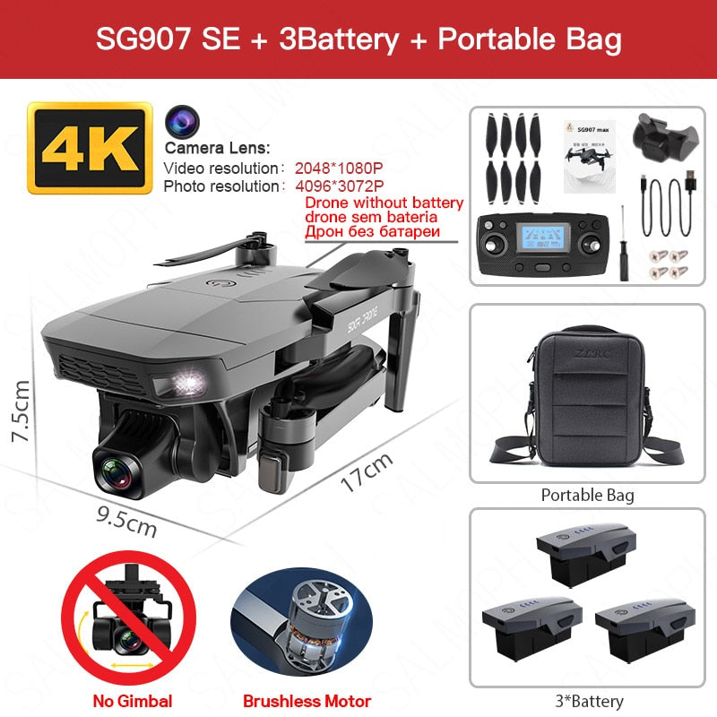 SG907 MAX / SG907SE Drone 4k Profesional Dron avec caméra Cardan 3 axes Brushless 5G Wif GPS Flux optique RC Quadcopter vs SG906