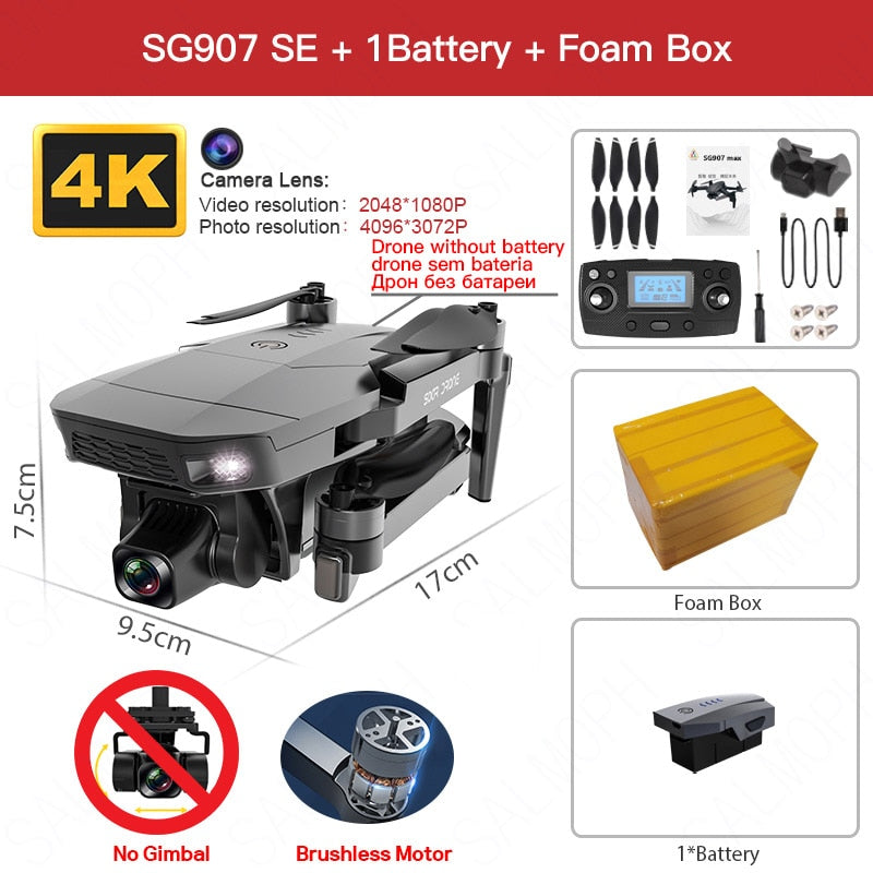SG907 MAX / SG907SE Drone 4k Profesional Dron avec caméra Cardan 3 axes Brushless 5G Wif GPS Flux optique RC Quadcopter vs SG906