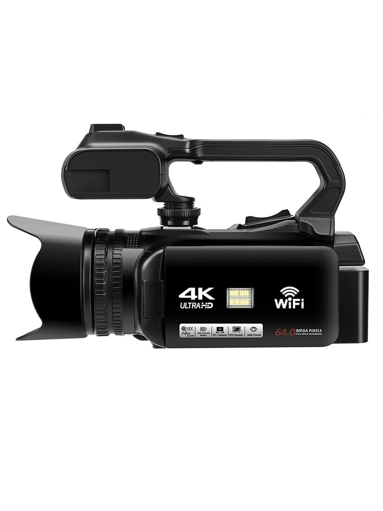 Caméscope vidéo professionnel 4K caméra de vlogging à mise au point automatique pour YouTube 64MP 60FPS WiFi Webcam 4 "écran tactile 18X Digita