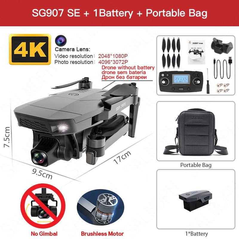 SG907 MAX / SG907SE Drone 4k Profesional Dron avec caméra Cardan 3 axes Brushless 5G Wif GPS Flux optique RC Quadcopter vs SG906
