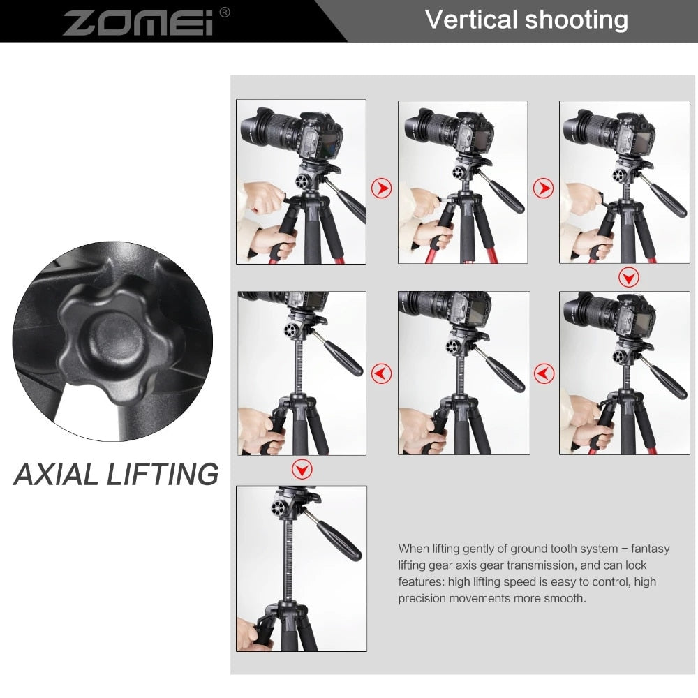 ZOMEI Q111 professionnel Portable voyage en aluminium caméra trépied et tête panoramique pour SLR DSLR appareil photo numérique trois couleurs