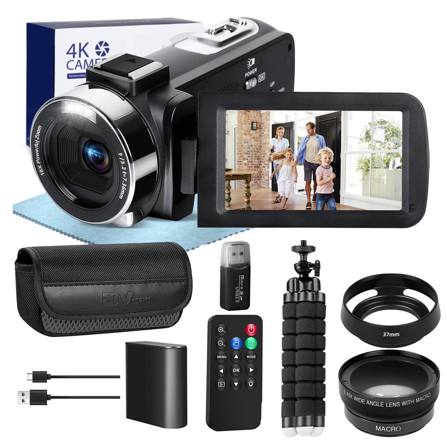 Caméra vidéo G-Anica 4K 60fps/48MP UHD enregistrement vidéo appareil photo numérique autofocus, caméra Zoom numérique 18X, écran 3 pouces