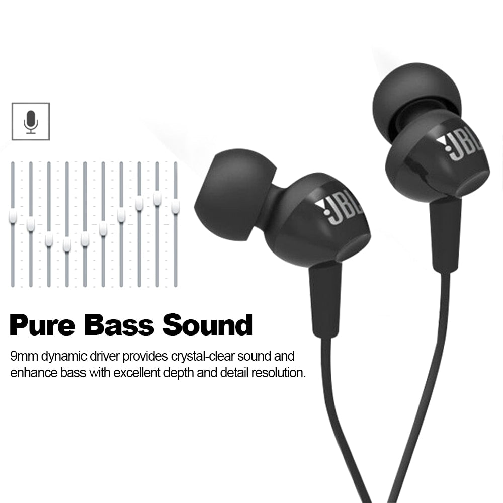 JBL C100Si Original 3.5mm filaire stéréo écouteurs basses profondes musique sport casque course écouteur appel mains libres avec microphone