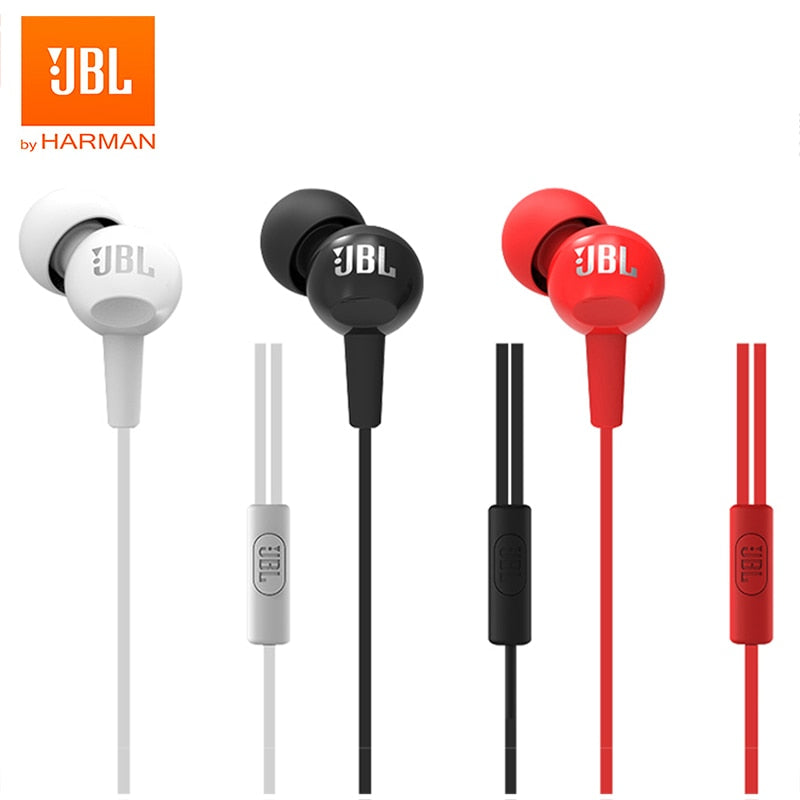 JBL C100Si Original 3.5mm filaire stéréo écouteurs basses profondes musique sport casque course écouteur appel mains libres avec microphone