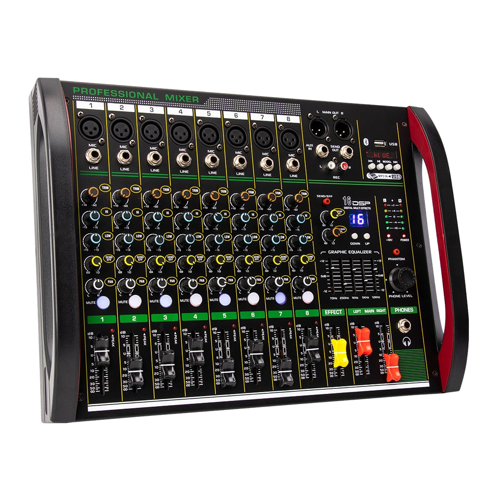 Mélangeur 4/8 canaux DSP effet de réverbération professionnel Bluetooth USB mélangeur audio équilibre famille karaoké scène performance KTV