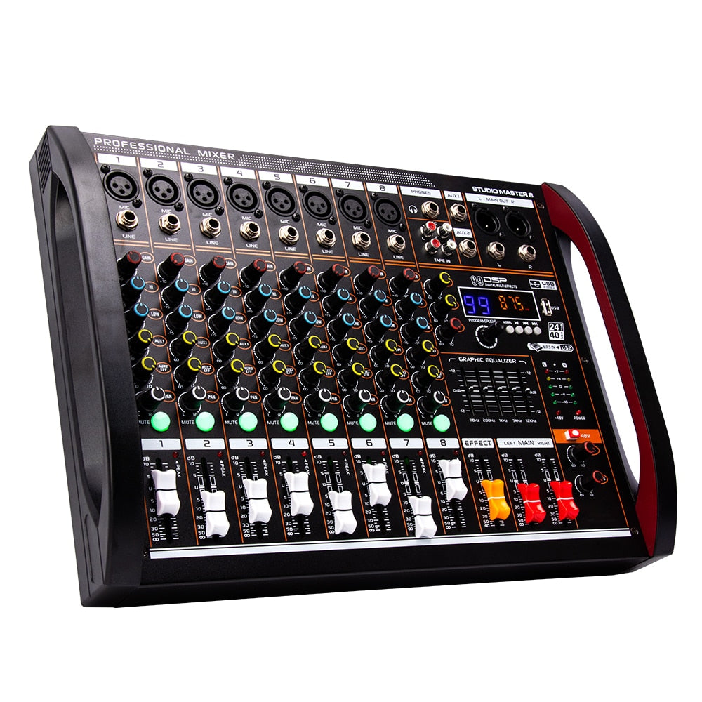 COKYIS-Console d'alimentation Assad à 8 canaux, enregistrement Bluetooth, effet 99 DSP, USB professionnel, centre commercial audio M8