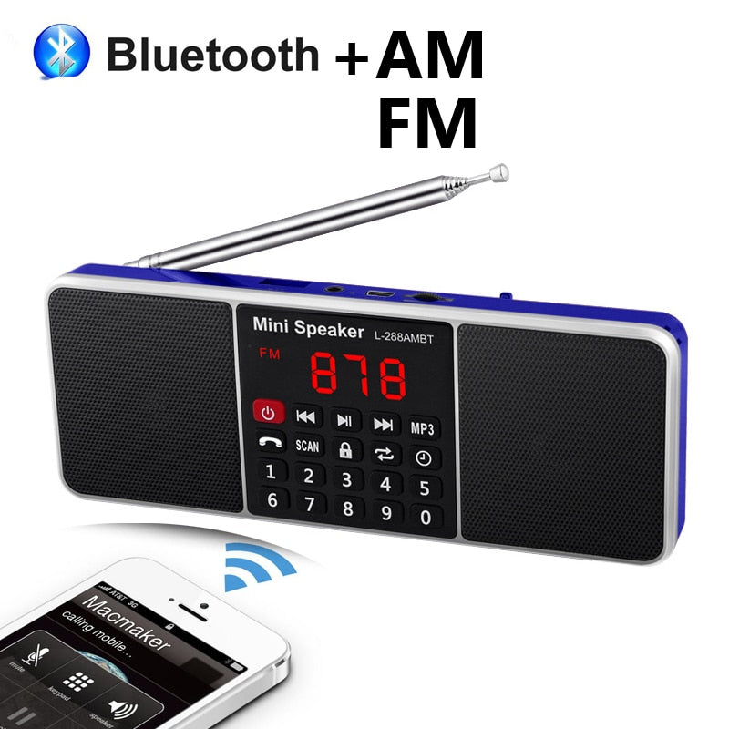Radio Portable numérique AM FM haut-parleur Bluetooth lecteur MP3 stéréo TF carte SD clé USB appel mains libres haut-parleurs rechargeables