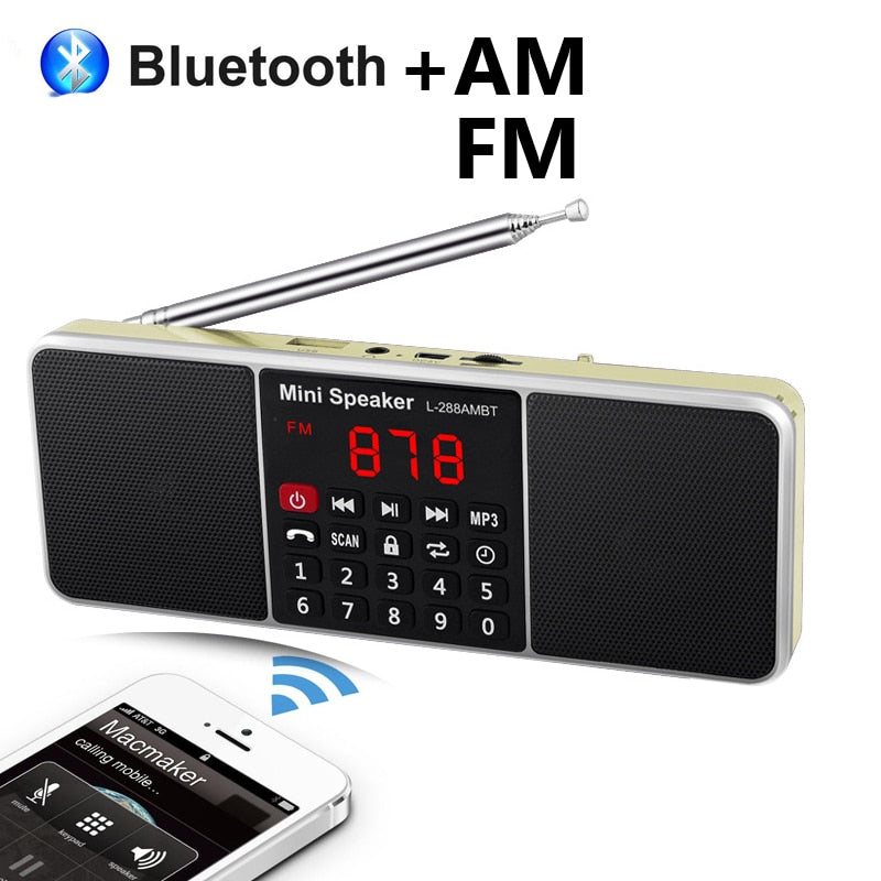 Radio Portable numérique AM FM haut-parleur Bluetooth lecteur MP3 stéréo TF carte SD clé USB appel mains libres haut-parleurs rechargeables