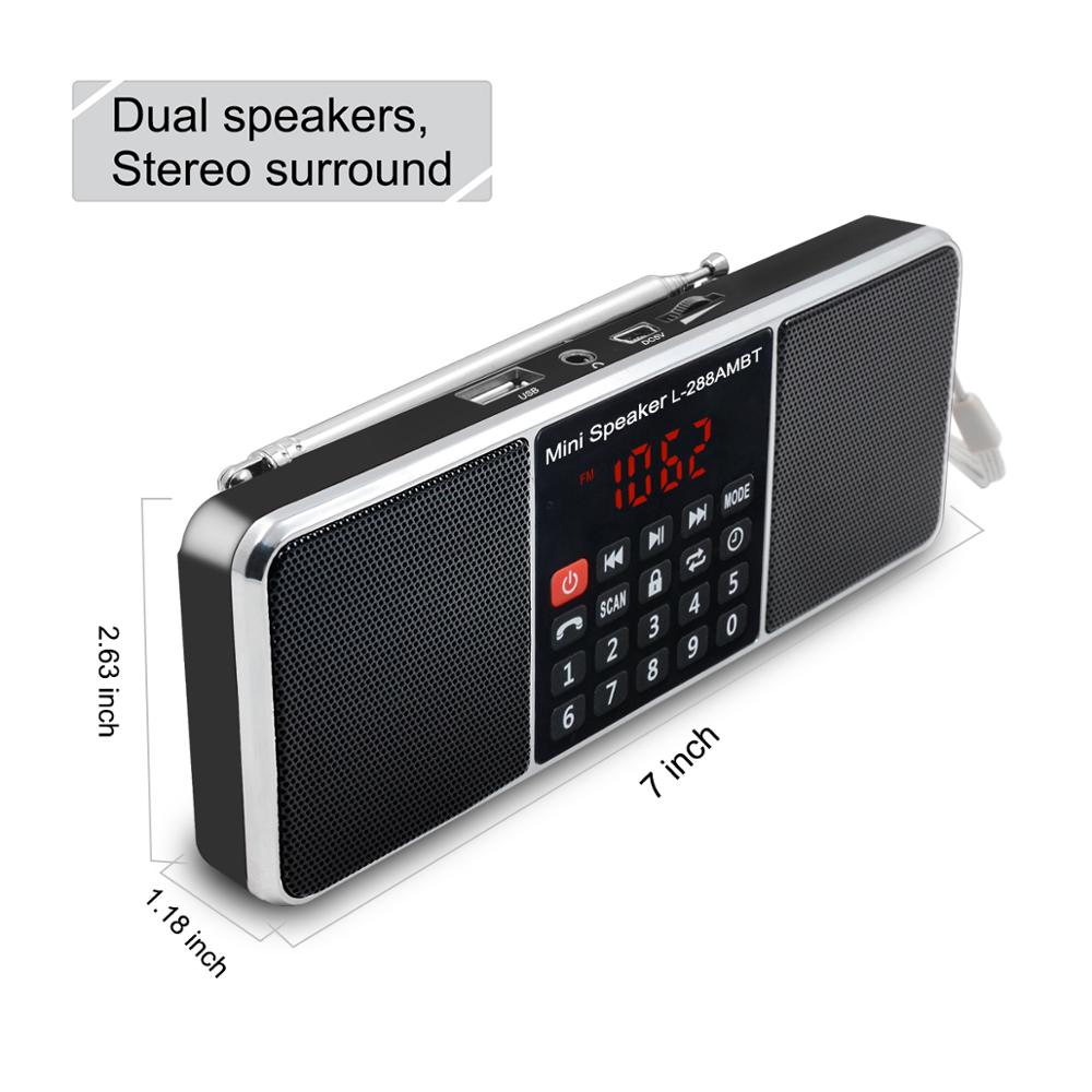 Radio Portable numérique AM FM haut-parleur Bluetooth lecteur MP3 stéréo TF carte SD clé USB appel mains libres haut-parleurs rechargeables