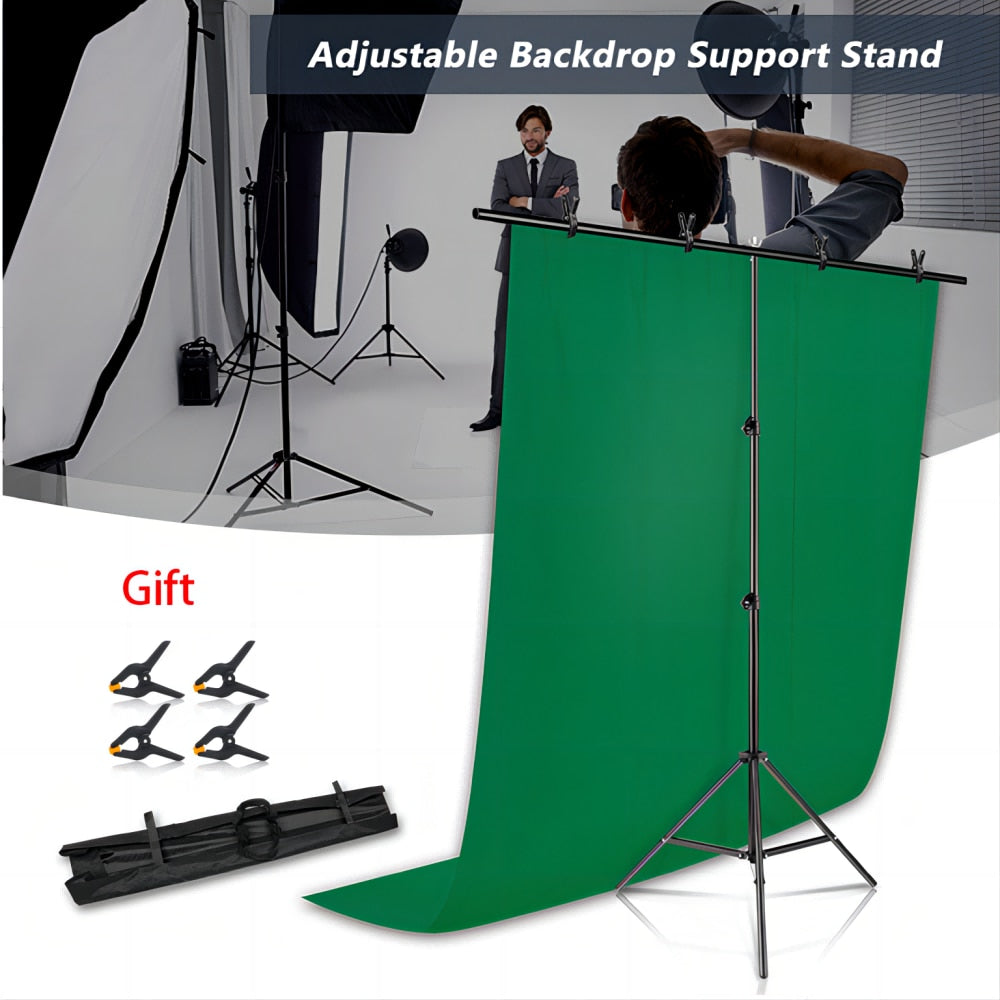 Kit de support de toile de fond en forme de T SH avec tissu de fond vidéo Chroma Key support de cadre d'écran vert pour les accessoires de Studio Photo de photographie