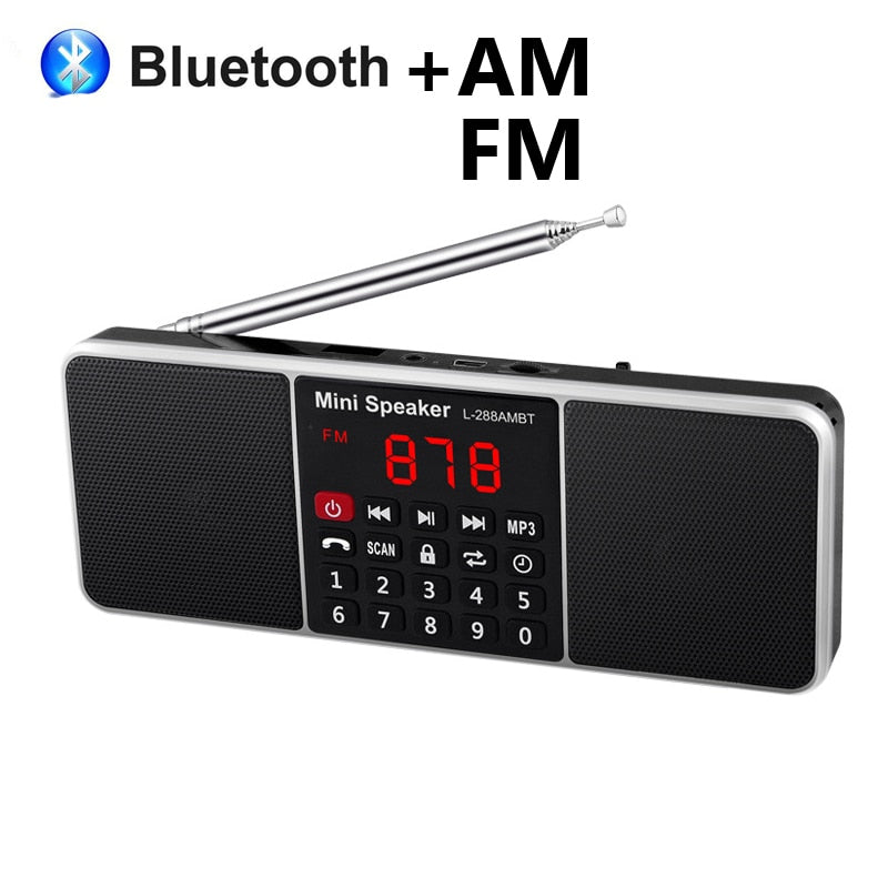 Radio Portable numérique AM FM haut-parleur Bluetooth lecteur MP3 stéréo TF carte SD clé USB appel mains libres haut-parleurs rechargeables