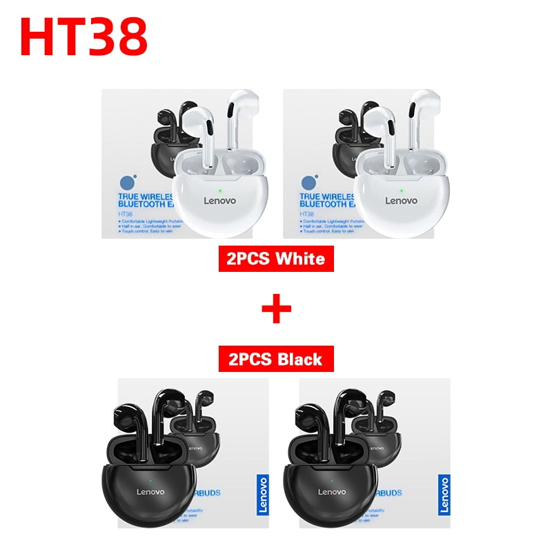 Lenovo HT38 casque sans fil Bluetooth écouteurs TWS HIFI écouteurs casques stéréo aides auditives avec micro pour téléphones de sport