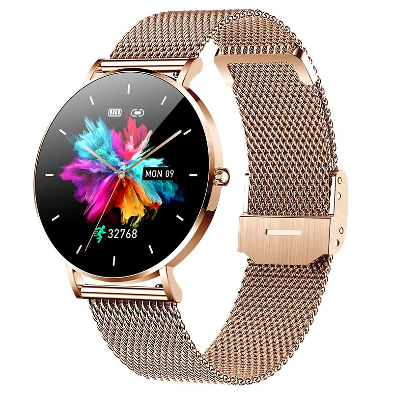 2022 New Ultra Thin Smart Watch Women 1.36" AMOLED 360*360 HD Pixel Display Always Show Time Call Reminder Smartwatch Ladies+Box