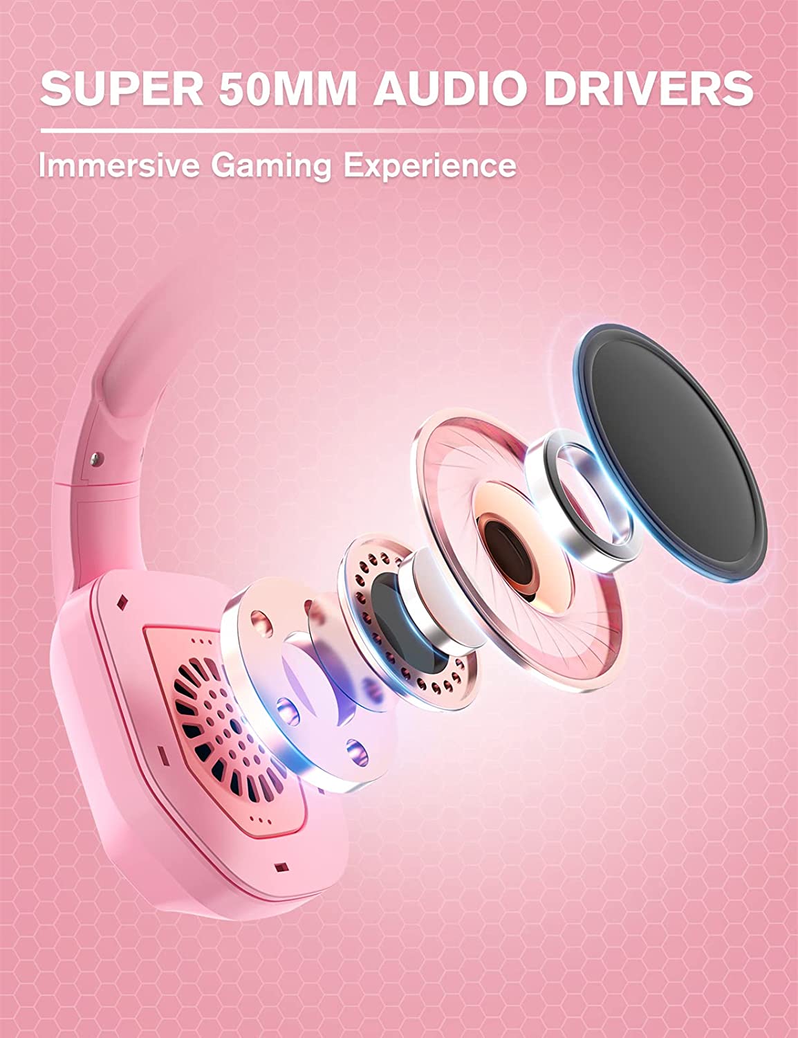 Casque de jeu rose pour PS4, PS5, Xbox One, PC, casque supra-auriculaire filaire avec suppression du bruit