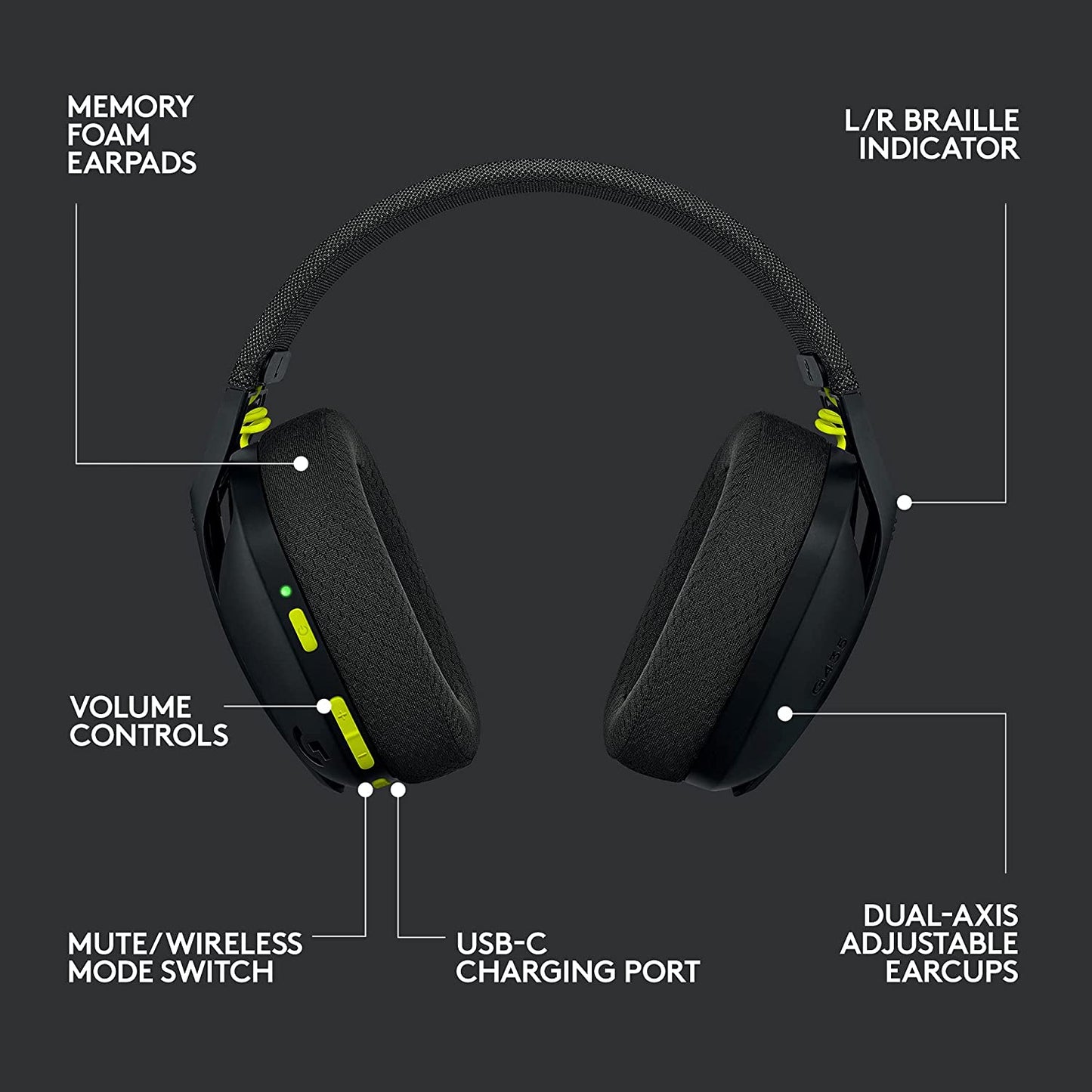 Logitech G435 LIGHTSPEED CASQUE DE JEU SANS FIL 7.1 Surround Sound Gamer Bluetooth Casque Compatible Pour Les Jeux Et La Musique