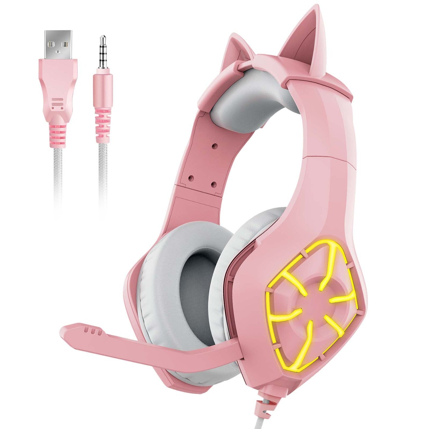 Casque de jeu sans fil USB filaire chat oreille Kitty casque Bluetooth casque 5.0 son HIFI pour PC/MAC/PS4/PS5 Microphone