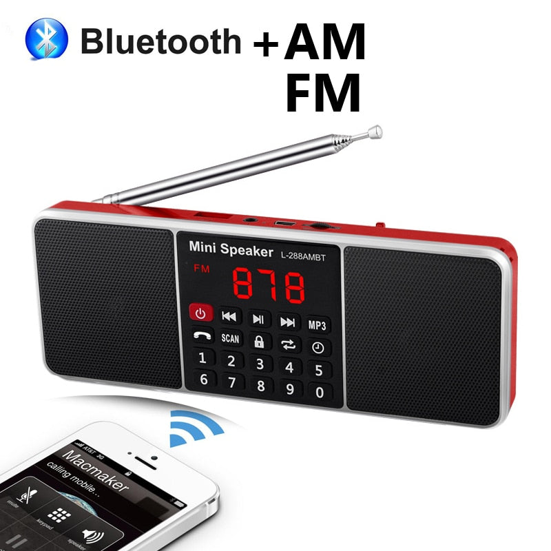 Radio Portable numérique AM FM haut-parleur Bluetooth lecteur MP3 stéréo TF carte SD clé USB appel mains libres haut-parleurs rechargeables