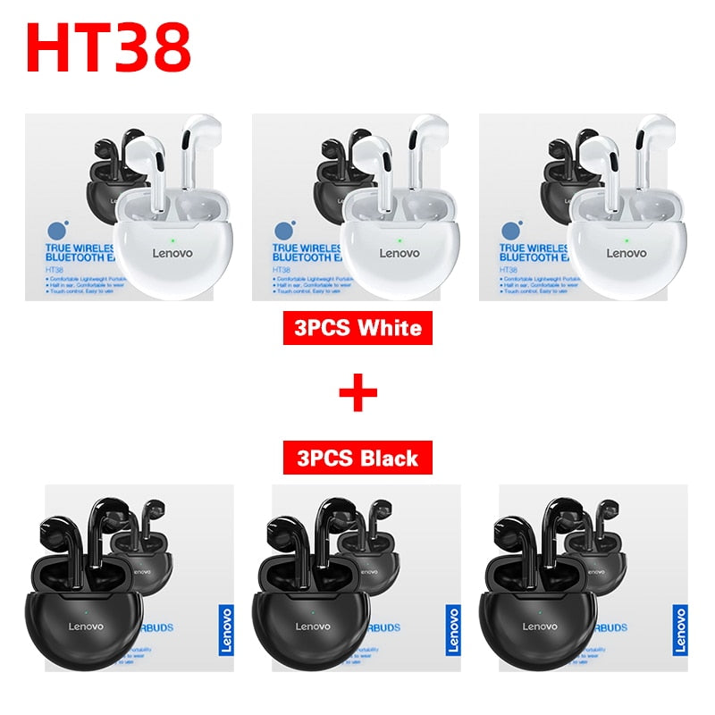 Lenovo HT38 casque sans fil Bluetooth écouteurs TWS HIFI écouteurs casques stéréo aides auditives avec micro pour téléphones de sport
