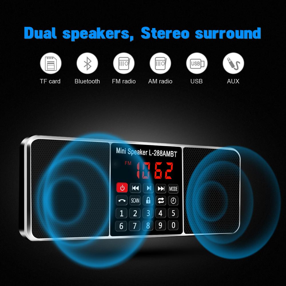 Radio Portable numérique AM FM haut-parleur Bluetooth lecteur MP3 stéréo TF carte SD clé USB appel mains libres haut-parleurs rechargeables