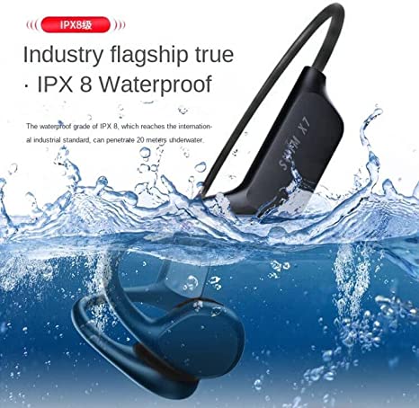 Dmnzoey Oreillette Bluetooth à Conduction Osseuse Oreillettes Ouvertes sans Fil 32G Écouteurs MP3 Convient pour la Natation et la Plongée et Autres Sports Sous-Marins Noir