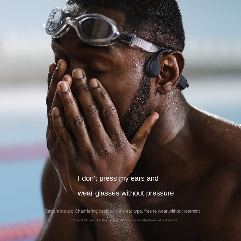 Dmnzoey Oreillette Bluetooth à Conduction Osseuse Oreillettes Ouvertes sans Fil 32G Écouteurs MP3 Convient pour la Natation et la Plongée et Autres Sports Sous-Marins Noir