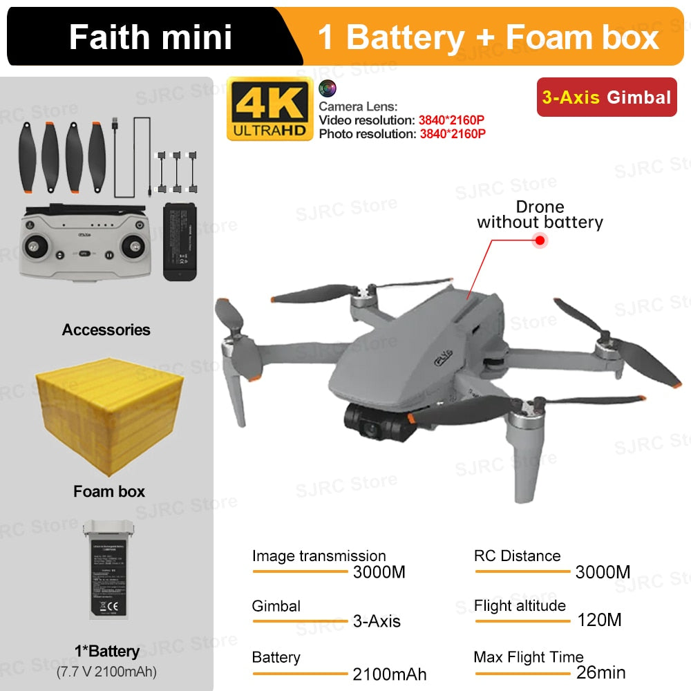 C-FLY Faith Mini FPV Drone professionnel 4K HD 1080P caméra Dron 3 axes cardan 5G WIFI GPS pliable Drones 240g RC quadrirotor
