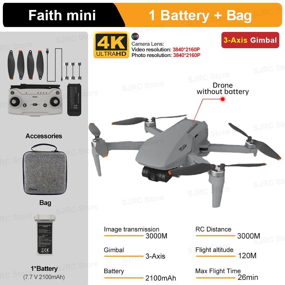 C-FLY Faith Mini FPV Drone professionnel 4K HD 1080P caméra Dron 3 axes cardan 5G WIFI GPS pliable Drones 240g RC quadrirotor