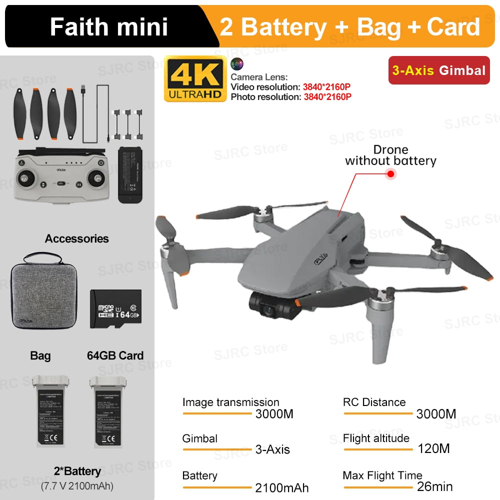 C-FLY Faith Mini FPV Drone professionnel 4K HD 1080P caméra Dron 3 axes cardan 5G WIFI GPS pliable Drones 240g RC quadrirotor