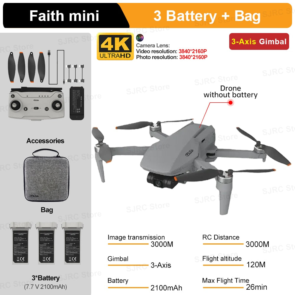 C-FLY Faith Mini FPV Drone professionnel 4K HD 1080P caméra Dron 3 axes cardan 5G WIFI GPS pliable Drones 240g RC quadrirotor